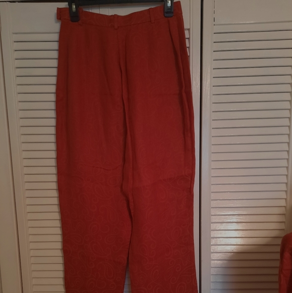 Carlisle rust paisley linen suit blazer hi waist pants sz 6/8 *F - Picture 6 of 6